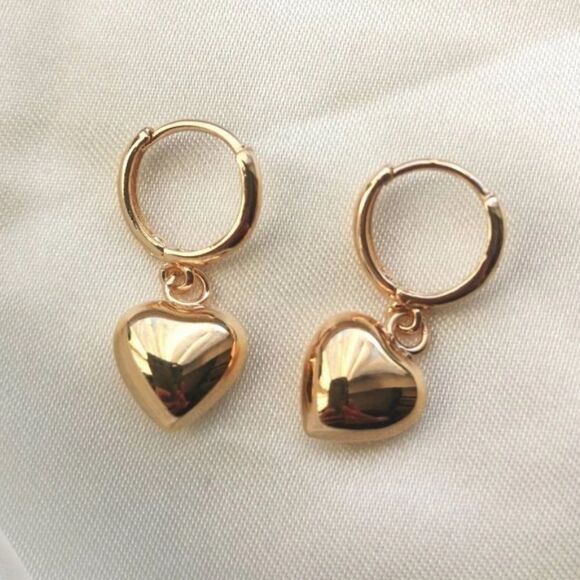 Anthropologie Jewelry - Gold Heart Hoop Earrings A1104